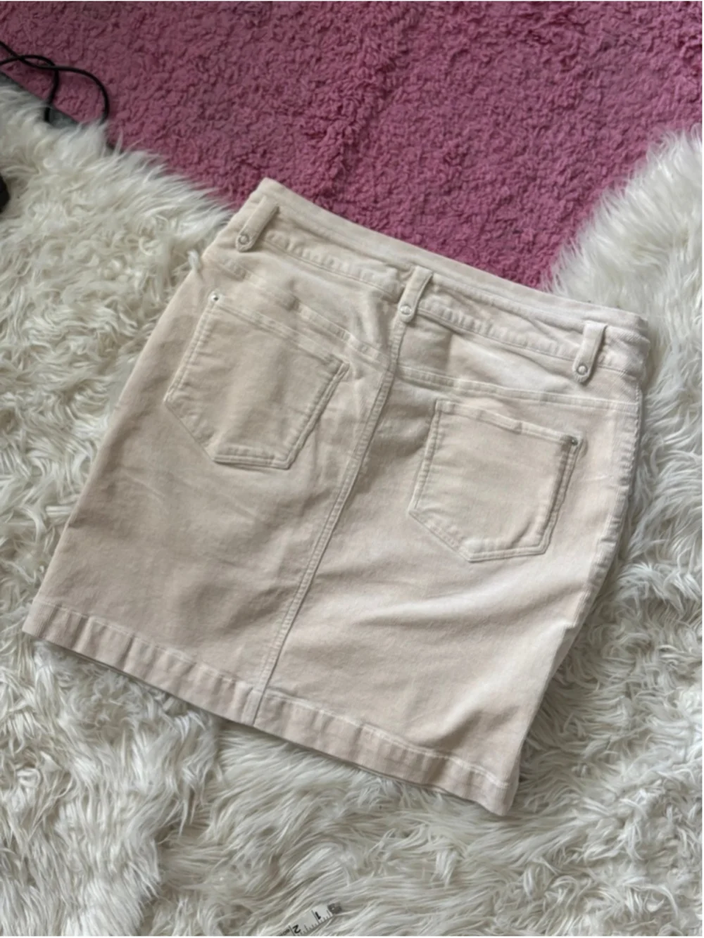 Promod Short corduroy mini skirt. A-line. Side buttons. 4 pockets cotton indie